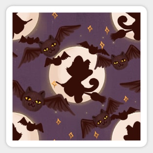 spooky halloween pattern with cat-bats Sticker